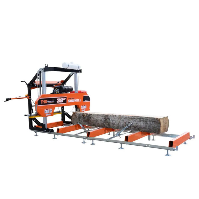 40" Portable Sawmill, 13’ Track Length, 24 HP V-Twin Engine, 4-Post Carriage, 10 L Water Tank, EPA Certified Fuel Tank, TMG-PSM38