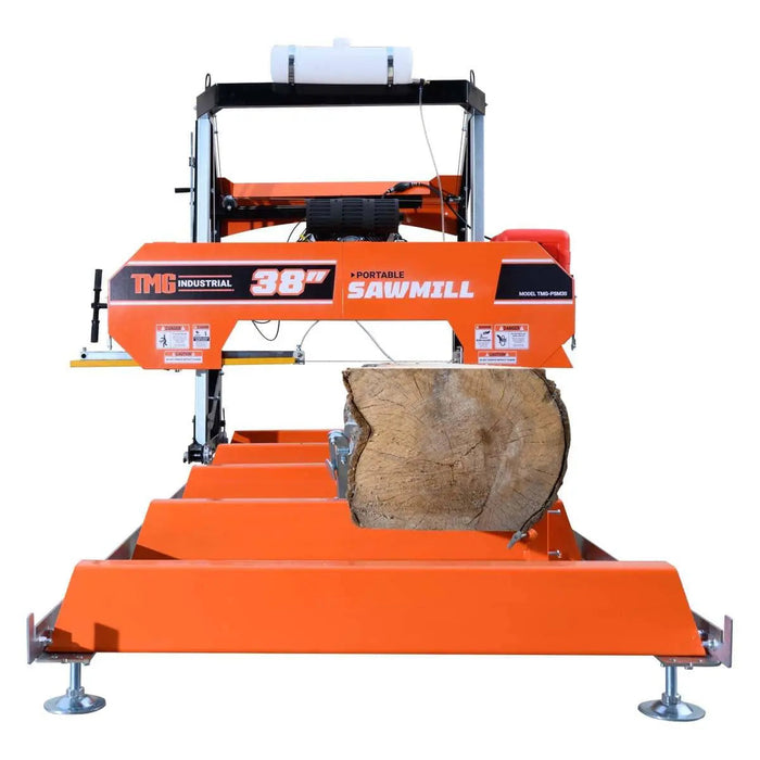 40" Portable Sawmill, 13’ Track Length, 24 HP V-Twin Engine, 4-Post Carriage, 10 L Water Tank, EPA Certified Fuel Tank, TMG-PSM38