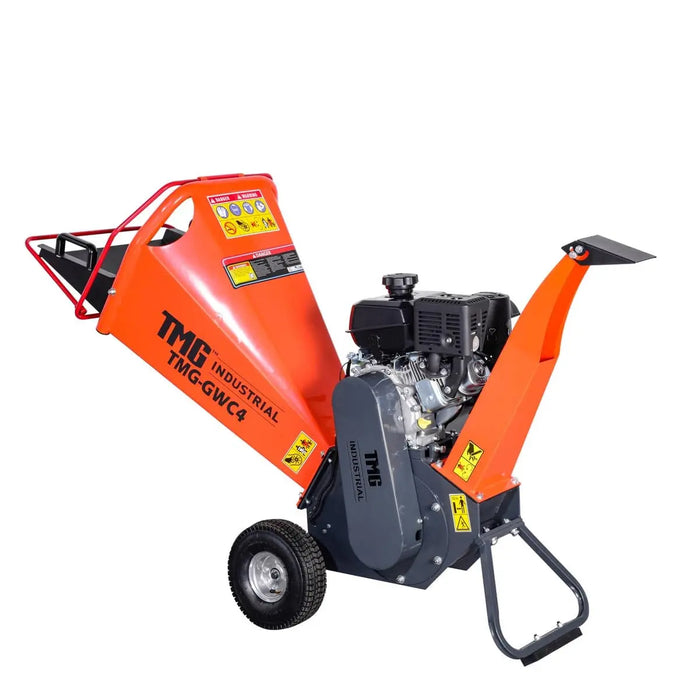 TMG Industrial 4" Wood Chipper Powered by 7 HP Kohler Command Pro Series Engine, 6'' Reversible Blades, Dual Belt Drive, TMG-GWC4