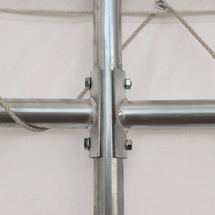 TMG Industrial 40' x 40' Dual Truss Container Shelter with Heavy Duty 21 oz PVC Cover, Fully Enclosed front and back endwalls, TMG-DT4041CG