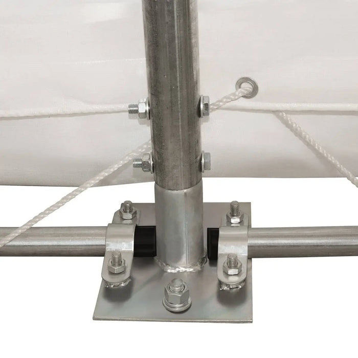 TMG Industrial 40' x 40' Dual Truss Container Shelter with Heavy Duty 21 oz PVC Cover, Fully Enclosed front and back endwalls, TMG-DT4041CG