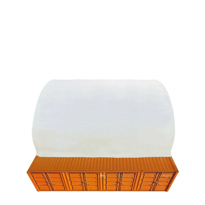 TMG Industrial 40' x 40' Dual Truss Container Shelter with Heavy Duty 21 oz PVC Cover, Fully Enclosed front and back endwalls, TMG-DT4041CG