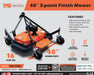 TMG Industrial 48’’ Tow-Behind 3-Point Hitch Finish Mower, 18-30 HP Compact Tractor, PTO Drive Shaft Included, TMG-TFN48