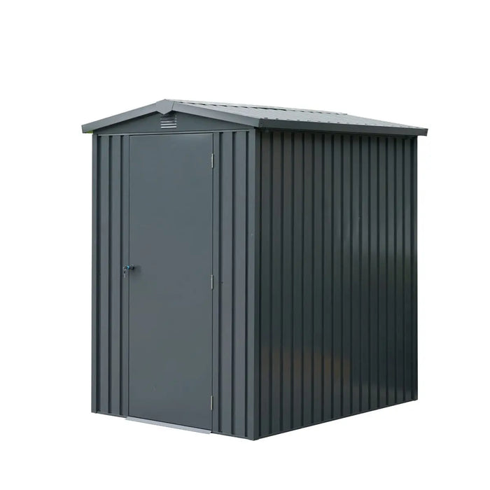 TMG Industrial 5 x 6 FT Apex Roof Metal Shed Pro Series, Galvanized corrugated metal, Apex roof design, Two air vents, TMG-MS0506