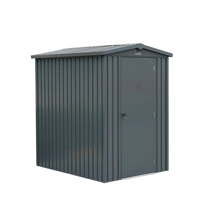 TMG Industrial 5 x 6 FT Apex Roof Metal Shed Pro Series, Galvanized corrugated metal, Apex roof design, Two air vents, TMG-MS0506