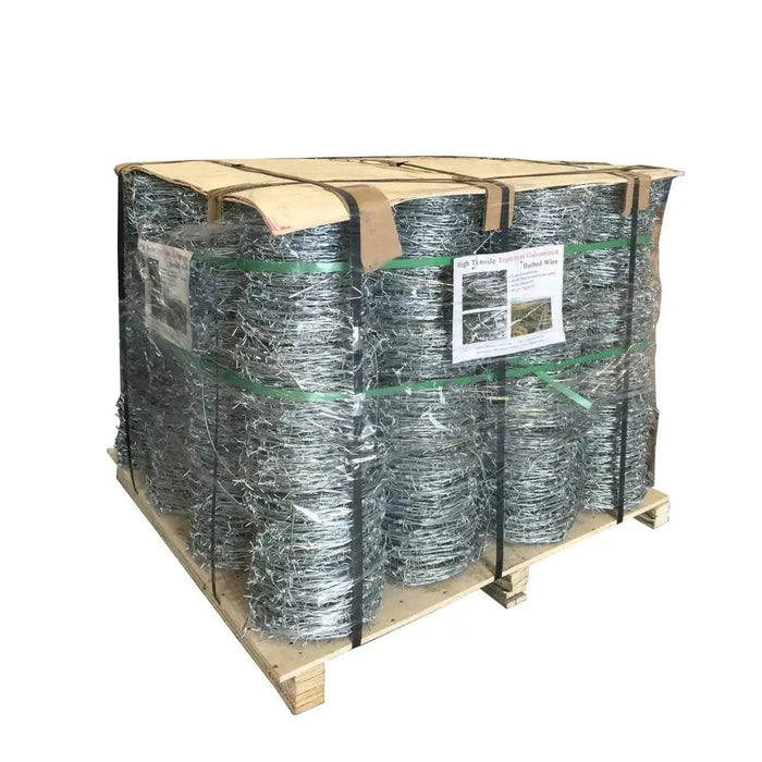 TMG Industrial 500-ft Barbed Wire, Triple-Layer Galvanized, High Tensile Strength, TMG-BW15