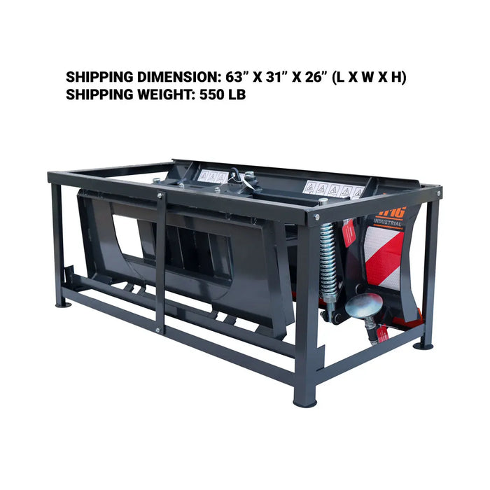 TMG Industrial 60” Skid Steer Dozer Blade/Snow Pusher, 30° Left & Right, Bolt-On Cutting Edge, Adjustable Skid Shoes, Universal Quick Mount, TMG-DB60