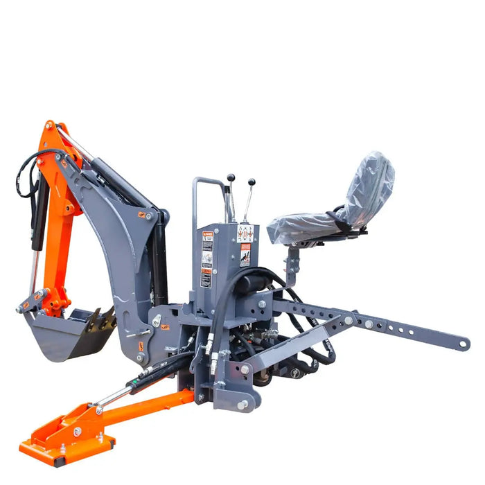 TMG Industrial 8-ft Tractor Swing Backhoe Attachment, Category 1 Hookup, 180° Boom and Bucket Rotation, 12” Bucket Included, TMG-TBH88