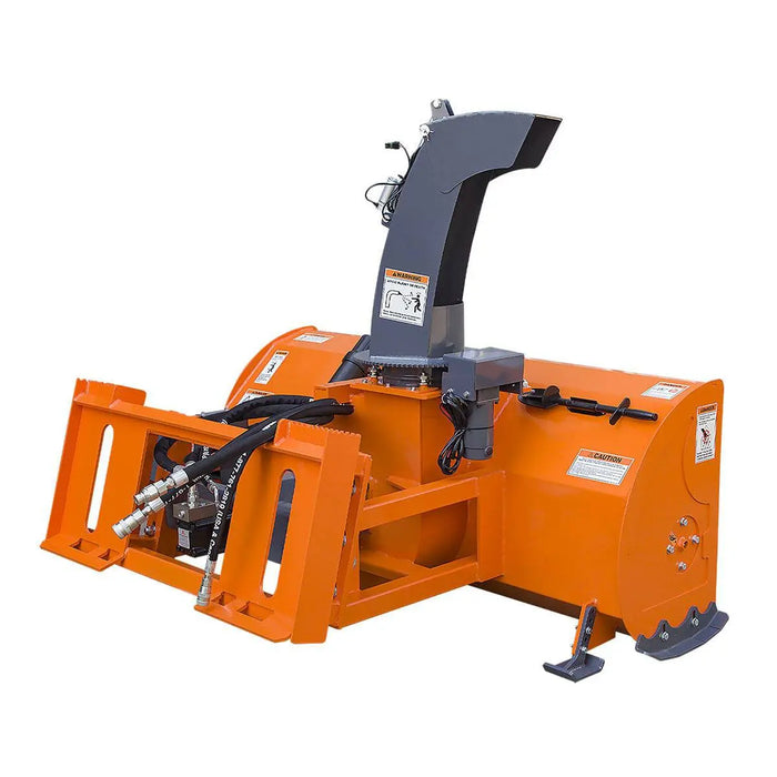 TMG Industrial 84” Skid Steer Snow Blower 45-75 HP Loader Required, 24” Diameter Impeller, 360° Motor Driven Snow Chute, TMG-SSB84