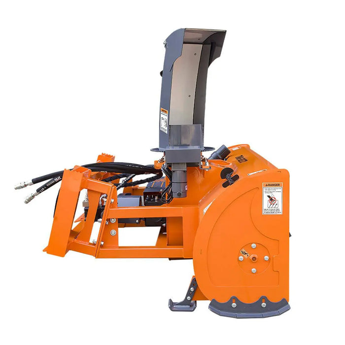 TMG Industrial 84” Skid Steer Snow Blower 45-75 HP Loader Required, 24” Diameter Impeller, 360° Motor Driven Snow Chute, TMG-SSB84
