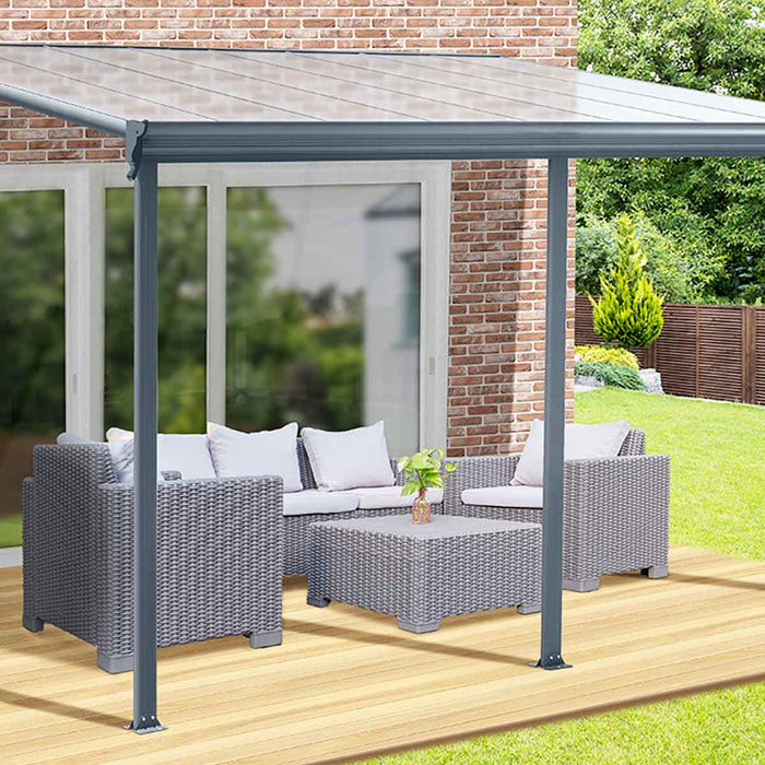 TMG Industrial Aluminum Patio Cover 10’ x 16’ with Clear Panels, TMG-LPC16