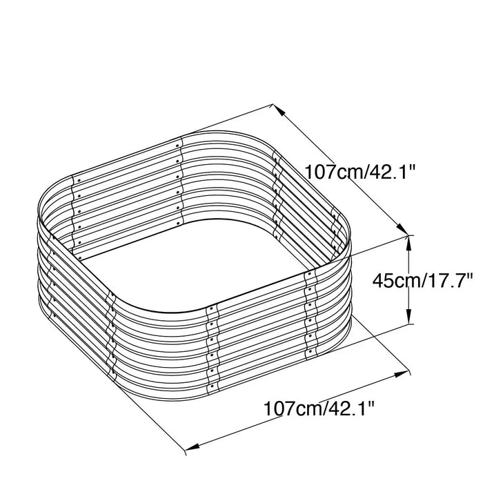 TMG Industrial Metal Raised Garden Bed Kit, 9-In-1 Modular Design, 18” Tall, Galvanized & Powder Coated, Rubber Edging, TMG-MGB96