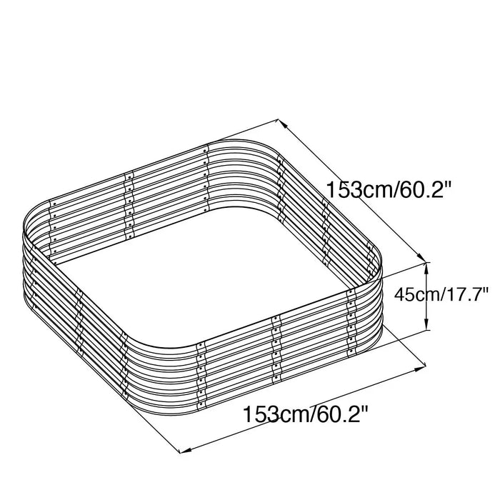 TMG Industrial Metal Raised Garden Bed Kit, 9-In-1 Modular Design, 18” Tall, Galvanized & Powder Coated, Rubber Edging, TMG-MGB96
