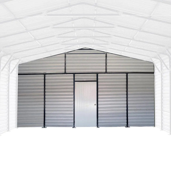 TMG Industrial Metal Shed Carport Add-On Package Kit For TMG-MSC2020F And TMG-MSC2030F , Front Wall w/Roll Up Doors & Back Wall, TMG-MSC20-RD12