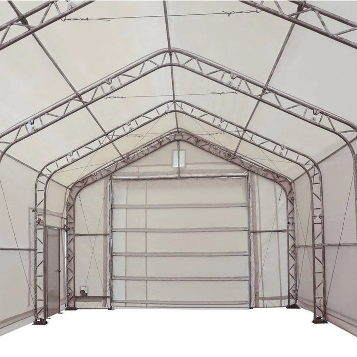 TMG Industrial Pro Series 20' x 63' Dual Truss Storage Shelter with Heavy Duty 17 oz PVC Cover & Drive Through Doors, TMG-DT2064-PRO
