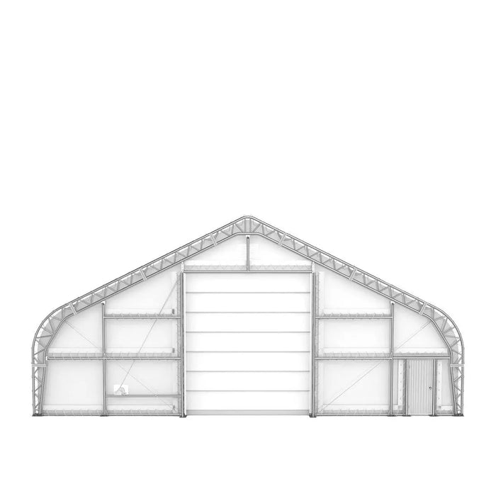 TMG Industrial Pro Series 50' x 55' Dual Truss Storage Shelter with Heavy Duty 32 oz PVC Cover & Drive Through Doors, TMG-DT5055-PRO