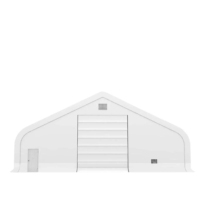 TMG Industrial Pro Series 50' x 55' Dual Truss Storage Shelter with Heavy Duty 32 oz PVC Cover & Drive Through Doors, TMG-DT5055-PRO