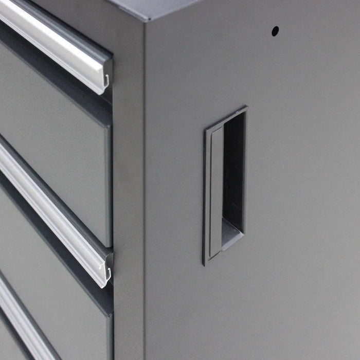 TMG Industrial Pro Series 8-Piece Garage Storage Cabinet Combo Set, Rubber Wood Tabletop, Recessed Aluminum Handles, TMG-GCC08B