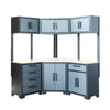 Pro Series 9-Piece Corner Garage Cabinet Combo, 3 Overhead Cabinets, 3 Base Cabinets, TMG-GCC10