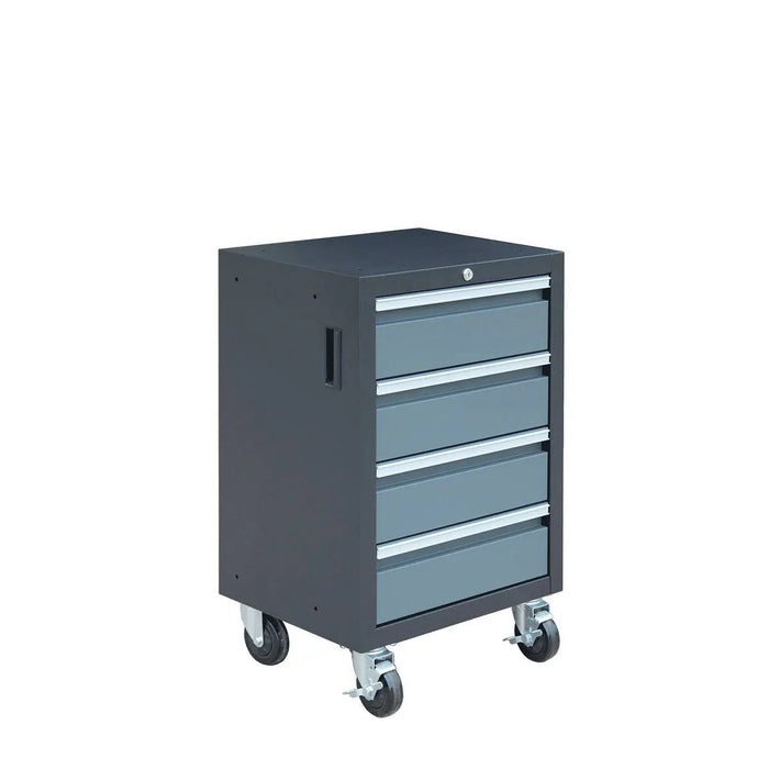 TMG Industrial Pro Series 9-Piece Garage Storage Cabinet Combo Set w/Rolling Cabinet, Rubber Wood Tabletop, Recessed Aluminum Handles, TMG-GCC09B