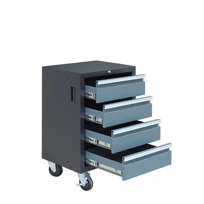 TMG Industrial Pro Series 9-Piece Garage Storage Cabinet Combo Set w/Rolling Cabinet, Rubber Wood Tabletop, Recessed Aluminum Handles, TMG-GCC09B