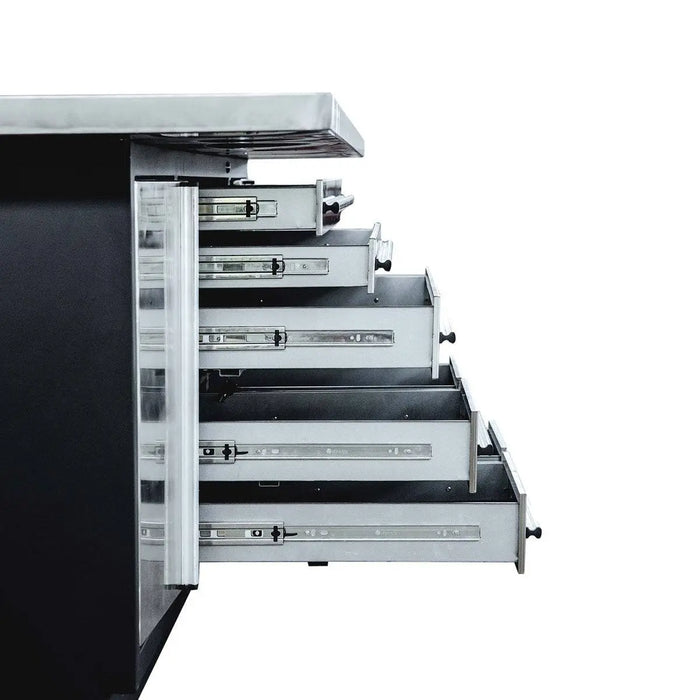 TMG Industrial Pro Series Stainless-Steel Extra-Large 85” x 45” Platform Workbench, 7 Lockable Drawers, 2 Storage Cabinets, All-in-One Welded Frame, TMG-WB708S (Previously TMG-WB85XS)