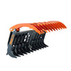 Skid Steer Skeleton Root Rake Grapple, 2600 LB Grapple Capacity, Twin Cylinders, 7" Tine Spacing, TMG-SRR72