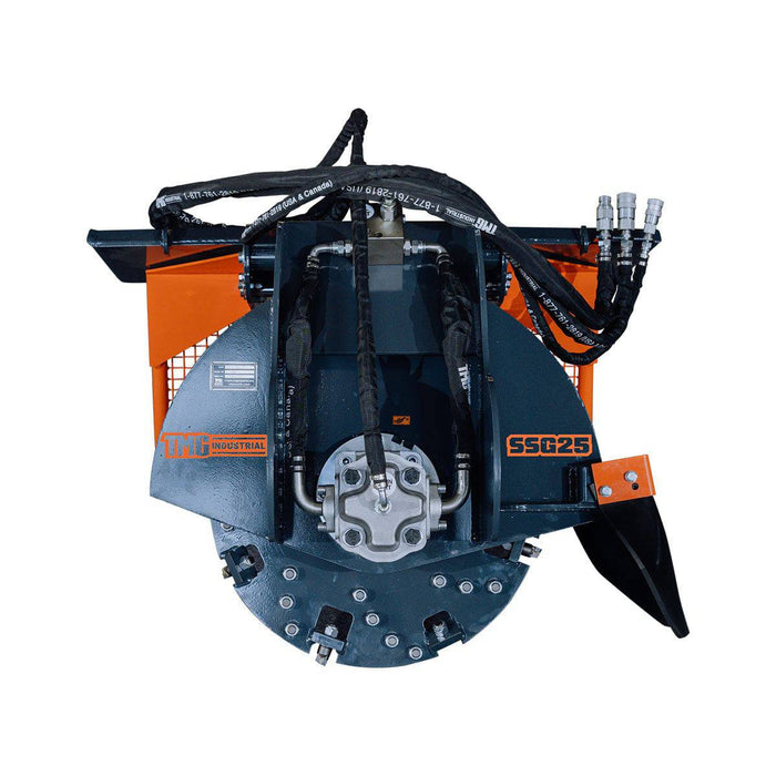 Skid Steer Stump Grinder, 24" Rotor Size, 7" Cutting Below Ground, Steel Carbide Teeth, TMG-SSG25