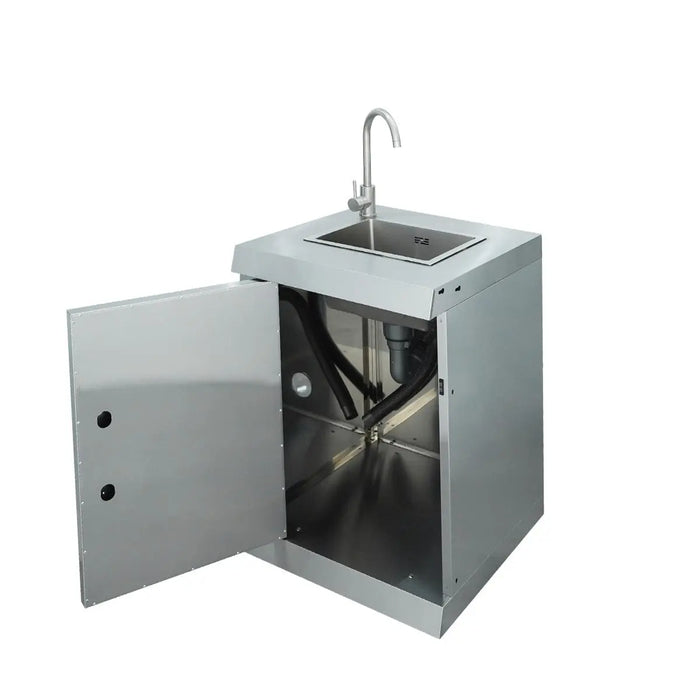 TMG Industrial Stainless Steel Outdoor Kitchen, 6 Main Burners, Rear Burner, Side Burner, Integrated Sink & Refrigerator, CSA/CE Certified, TMG-LKS08