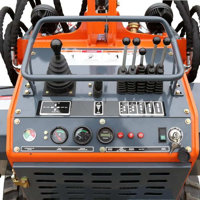 TMG Industrial Stand-On Mini Track Loader, 22 HP Honda Engine, Eaton Hydraulic Motor, Permco Hydraulic Pump, Italian Hydro Control Valve, Joystick Controls, 750 lb Load Capacity, Smooth Bucket Included, TMG-MVL22H