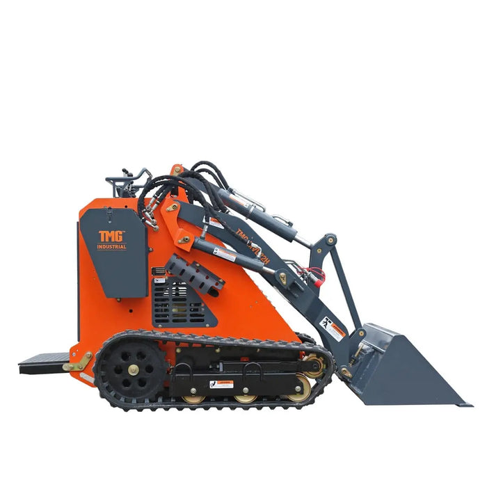 TMG Industrial Stand-On Mini Track Loader, 22 HP Honda Engine, Eaton Hydraulic Motor, Permco Hydraulic Pump, Italian Hydro Control Valve, Joystick Controls, 750 lb Load Capacity, Smooth Bucket Included, TMG-MVL22H