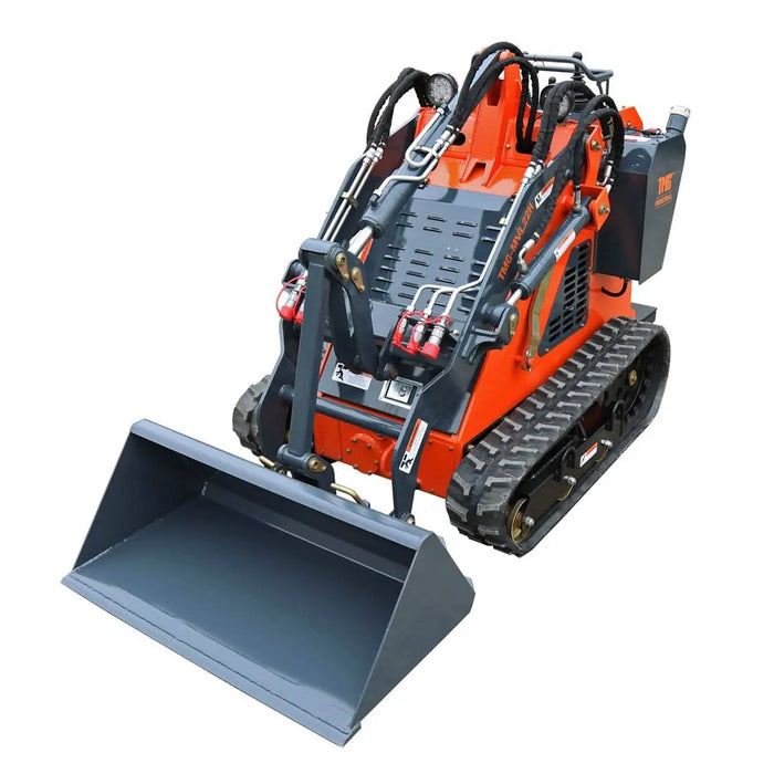 TMG Industrial Stand-On Mini Track Loader, 22 HP Honda Engine, Eaton Hydraulic Motor, Permco Hydraulic Pump, Italian Hydro Control Valve, Joystick Controls, 750 lb Load Capacity, Smooth Bucket Included, TMG-MVL22H