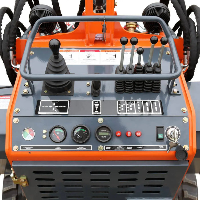 TMG Industrial Stand-On Mini Track Loader, 25 HP Perkins Diesel Engine, Eaton Hydraulic Motor, Permco Hydraulic Pump, Italian Hydro Control Valve, Joystick Controls, 750 lb Load Capacity, Smooth Bucket Included, TMG-MVL25P