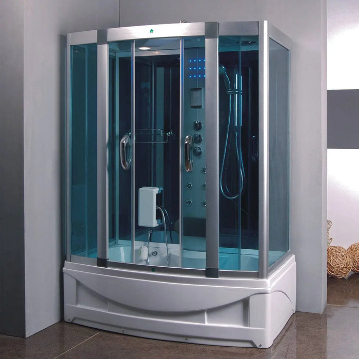 TMG Industrial Steam Shower Room, Ozonation, Adjustable Fan Settings, Intuitive Keypad Controls, FM Radio, Bluetooth Connectivity, Custom Temperature & Duration Settings, Left Drain, Blue Lighting, TMG-SR915