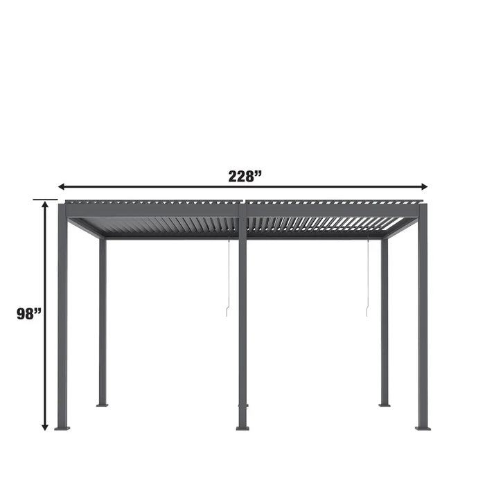 TMG LIVING 10' x 20' Aluminum Louver Slatted Pergola, With Manual Adjustable Louver Blades, TMG-LPG20