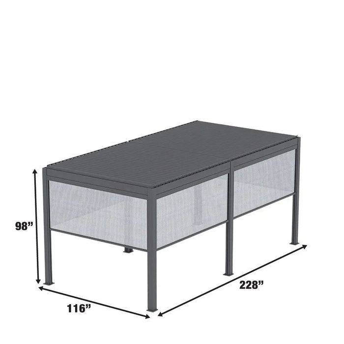 TMG LIVING 10' x 20' Aluminum Motorized Louver Pergola with Side Screens, TMG-LPG21