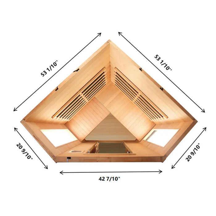 TMG LIVING 3 Person Corner Indoor FAR Infrared Sauna Room, Natural Canadian Hemlock, Bluetooth Speakers, Tempered Glass Door, TMG-LSN40