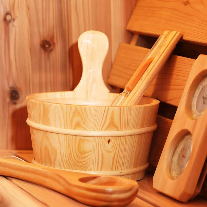 TMG LIVING Outdoor White Pine Barrel Sauna, Three Person, Tempered Glass Door, TMG-LSN41