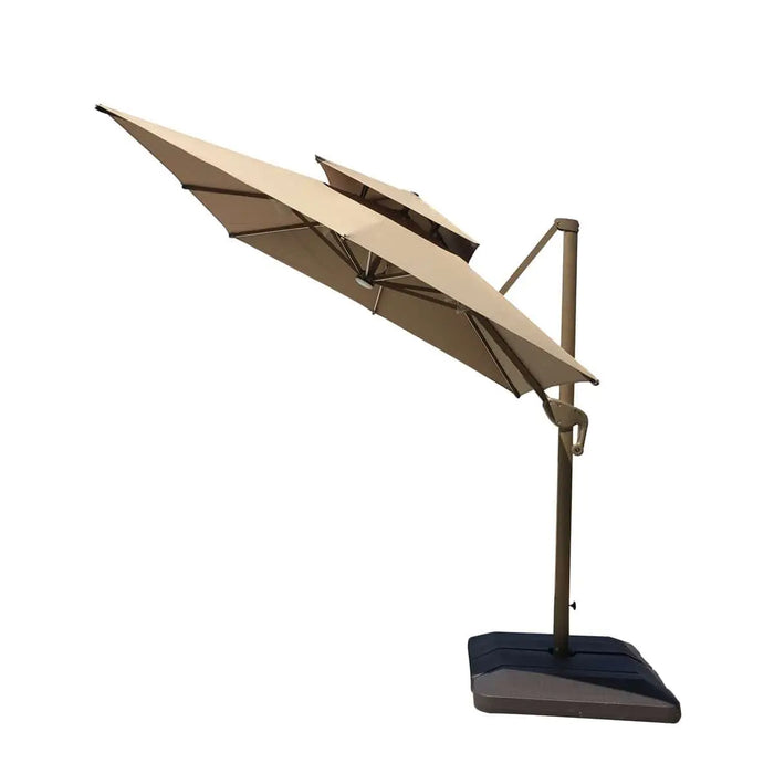 TMG Living 10-ft Offset Patio Cantilever Umbrella w/LED Lights and Aluminum Frame, Commercial Grade, Water Base Included, TMG-LUA10