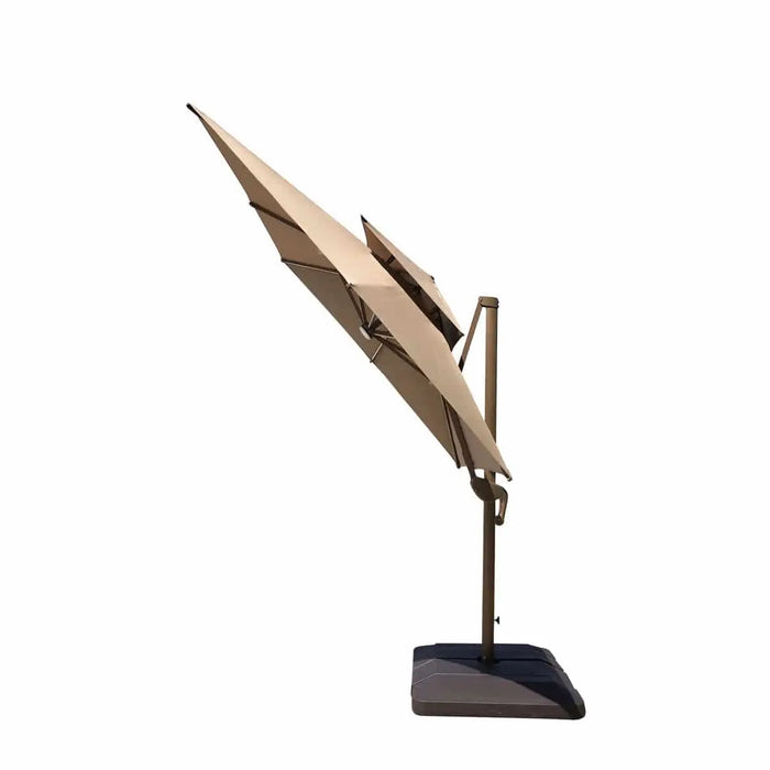 TMG Living 10-ft Offset Patio Cantilever Umbrella w/LED Lights and Aluminum Frame, Commercial Grade, Water Base Included, TMG-LUA10