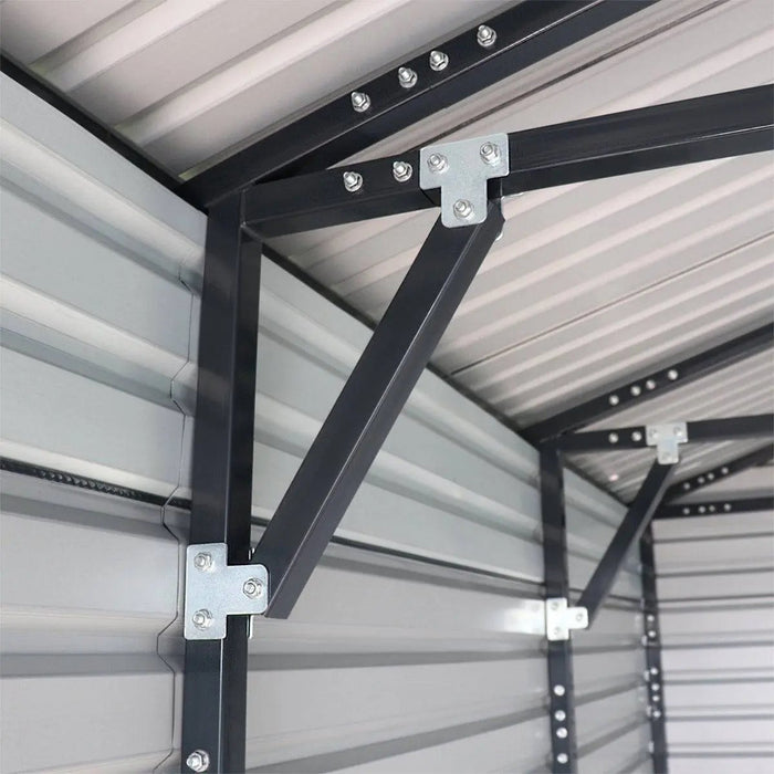TMG Industrial 20’ x 20’ Metal Garage Shed with 9' High Double Front Doors, 13' Peak Height, Side Entry Door, 400 Sq-Ft Floor Space, TMG-MS2020