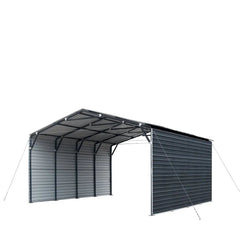 6 × 6 m Metal Shed Carport with 2.9 m Enclosed Sidewalls, 3.8 m Peak Height, TMG-MSC2020F