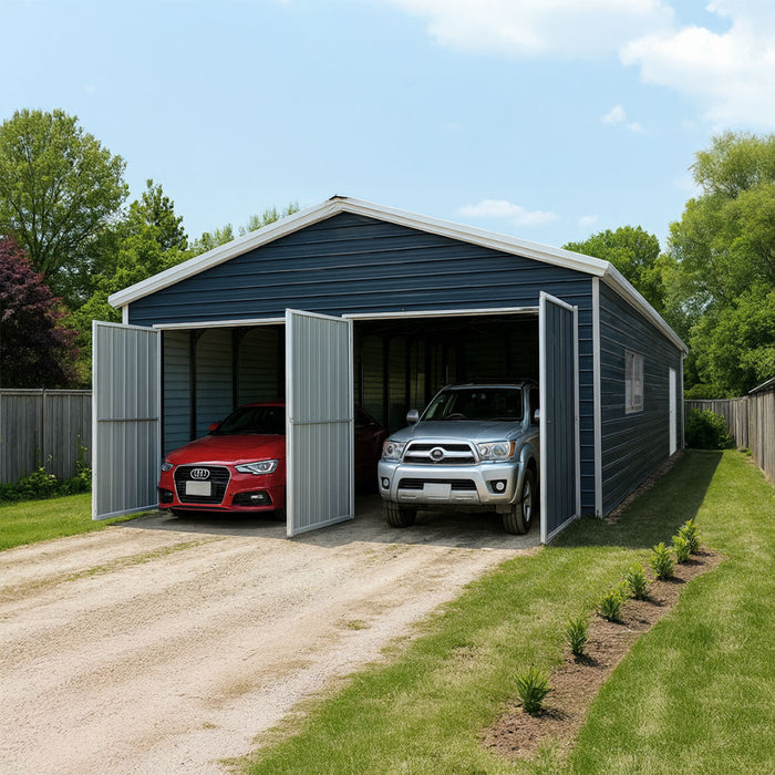 26’ x 30’ Metal Garage Shed, 9’ High Double Front Doors, 14’ Peak, 780 Sq-Ft TMG-MS2630 TMG Industrial