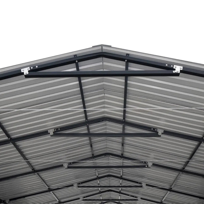 TMG Industrial 20’ x 30’ Metal Shed Carport, 10’ Enclosed Sidewalls, 600 Sq-Ft, 27 GA Corrugated Panels, TMG-MSC2030F