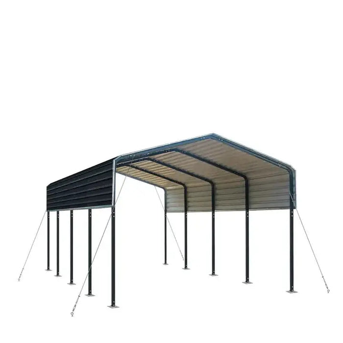 3.6 x 6 m Metal Shed Carport with 2.4 m Open Sidewalls, 2.9 m Peak Height, TMG-MSC1220 TMG Industrial