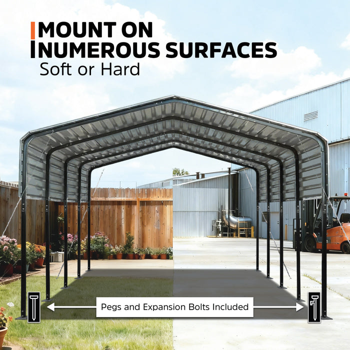 12' x 20' Metal Shed Carport with 8' Open Sidewalls, TMG-MSC1220 TMG Industrial