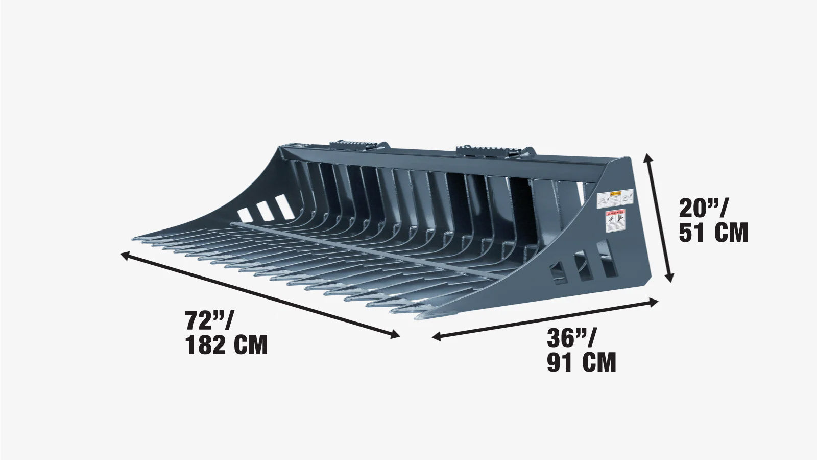 1.8 m Skid Steer Rock Skeleton Bucket Attachment, 100mm / 4