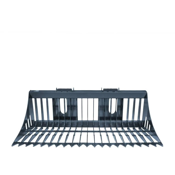 TMG Industrial 84” Skid Steer Rock Skeleton Bucket Attachment, Solid Steel, Universal Mount, 4” Tine Spacing, 45-70 HP, TMG-SB84