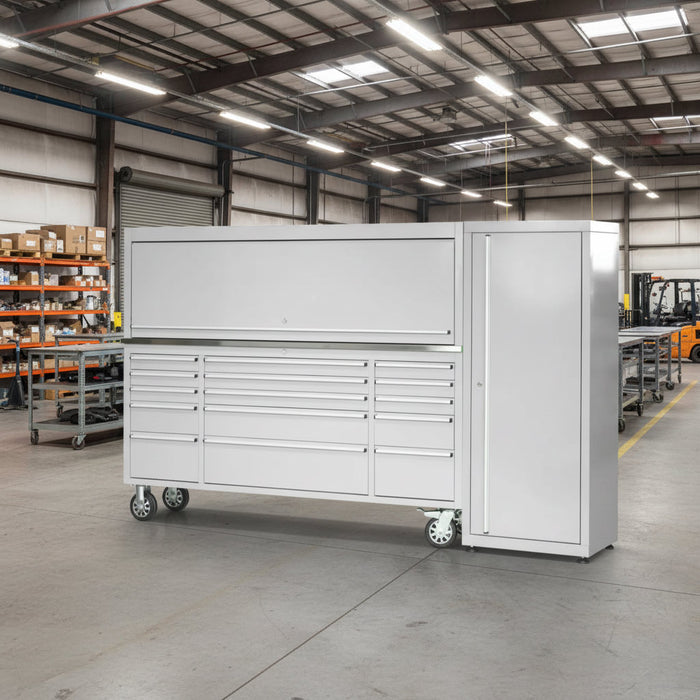 Pro Series 72” Stainless Steel Tool Chest – 15 Drawers, Casters & Side Cabinet TMG-SC7215 TMG Industrial