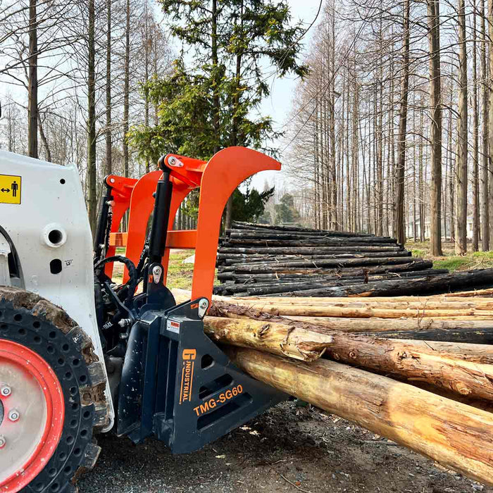 TMG Industrial 84” Skid Steer Skeleton Grapple Attachment, Universal Mount, 34” Arm Opening, 3” Tine Spacing, 2600 lb Weight Capacity, TMG-SG85